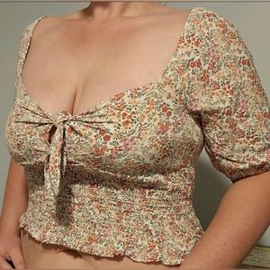 Louna Size Small Floral Crop Top, Cottage Core
